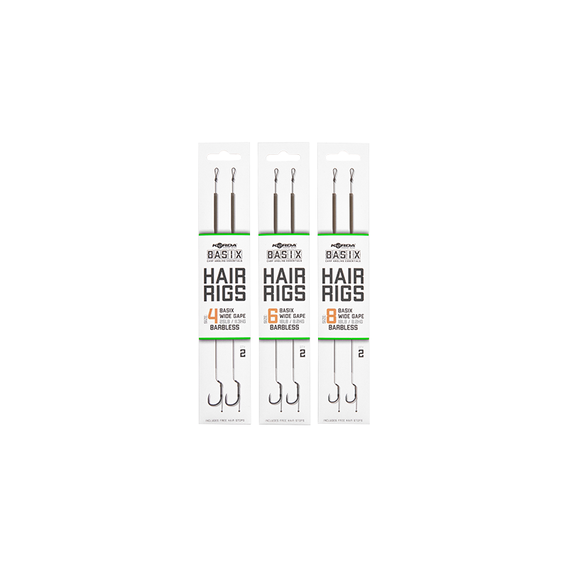 Korda Basix Hair Rigs Wide Gape Barbless 4