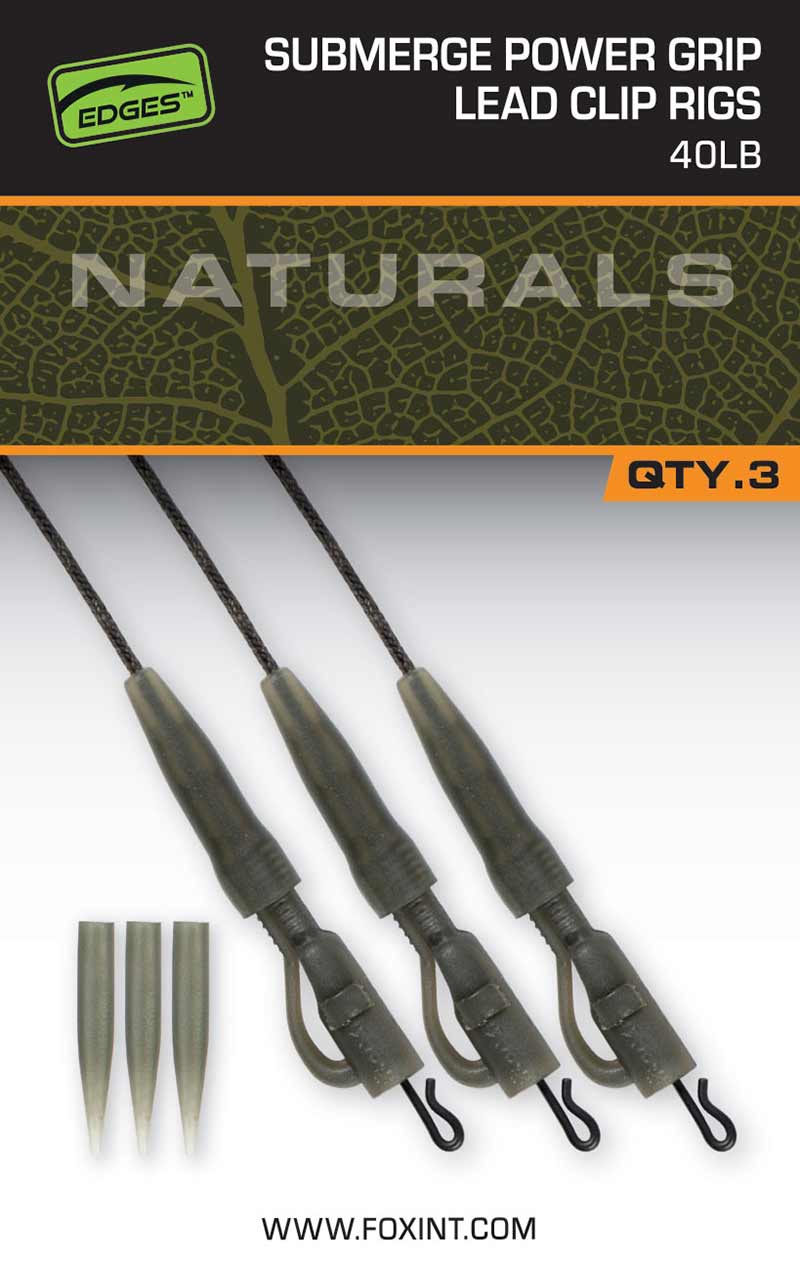Fox Edges Naturals Submerge Power Grip Lead Clip Leaders 40lb